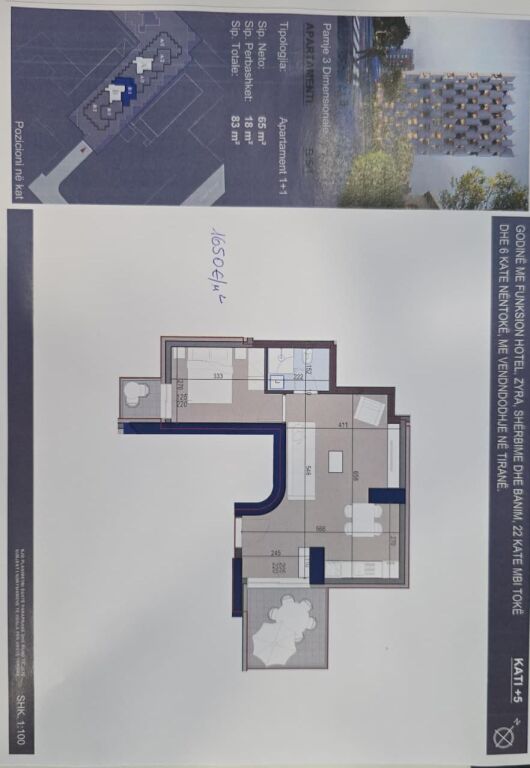 🌇 IN VENDITA: Appartamento 1+1 + 1 Bagno &amp; 1 Balcone 📍CODE OF SHADOW RESIDENCE – 5 MAJ (83 m²) - 📍800 m dalla Tangenziale 🔥 5° Piano | Prezzo: €128.000 💥  