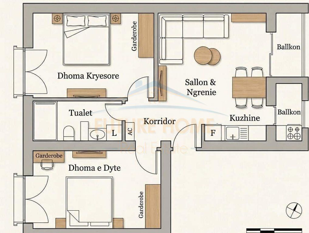 For sale, 2+1 apartment, Brryli, Tirana.