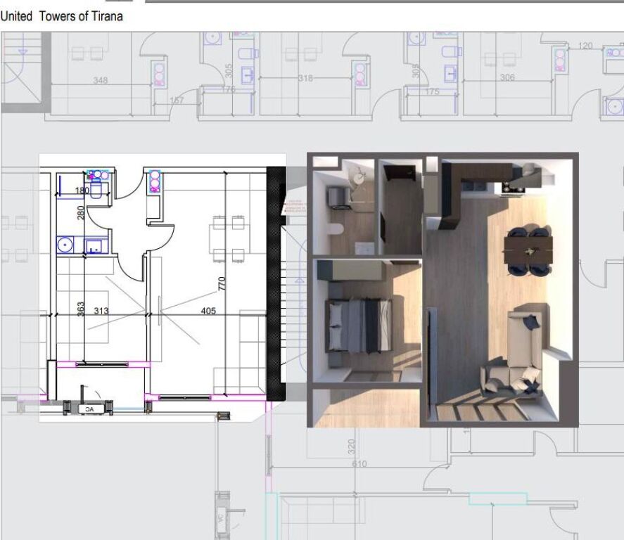 💥 IN VENDITA: Appartamento 1+1 + 1 Bagno 🚾 + 1 Balcone (79,7 m²) 📍"United Towers of Tirana" – Complesso Dinamo / Zona Lago Artificiale | 24° Piano | Prezzo: €207.000 🔥