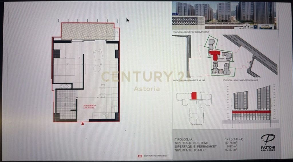 Shitet Apartament 1+1 te Pajtoni Center. Pagesë me Këste! 111,000 €