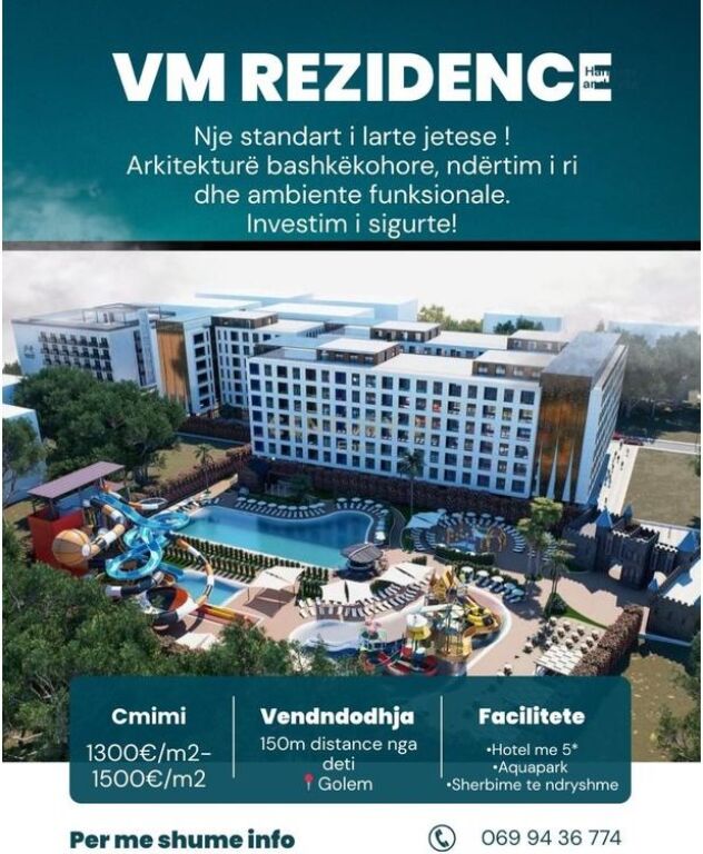 SHITET APARTAMENT 2+1 ME PAMJE AQUAPARKU TEK VM REZIDENCE ,NE GOLEM !