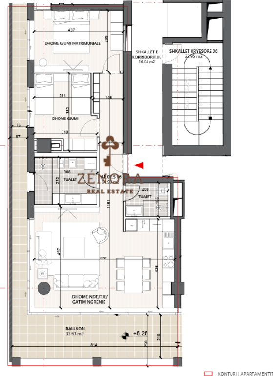 Apartament modern 2+1+2 WC në shitje – në vijë të pare – Vlora Marina (G212005VL)