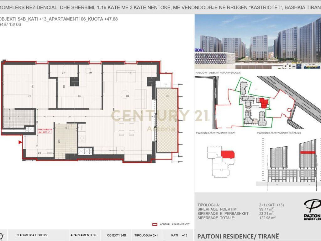 Apartament 2+1+2 për Shitje në Pajtoni Residence, Tirane 215,204 €