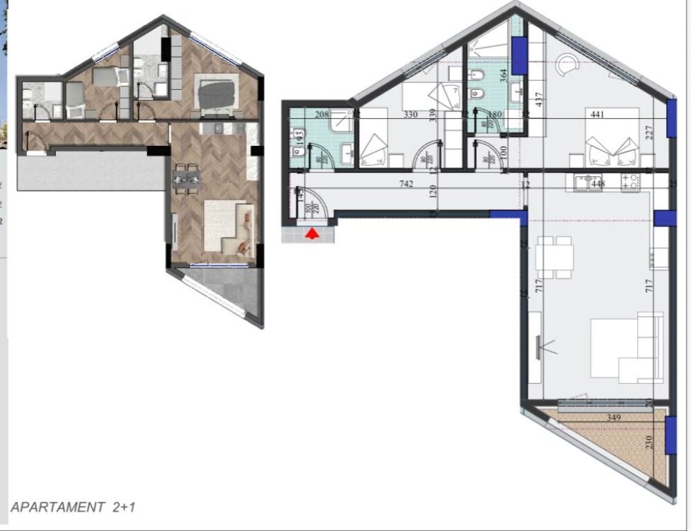 Shitet Apartament 2+1+2