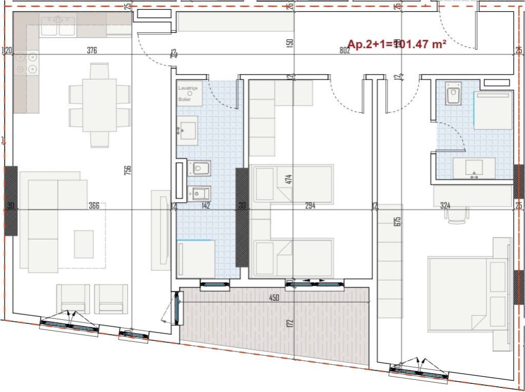Shitet apartament 2+1+2 RingSide Residence , Paskuqan