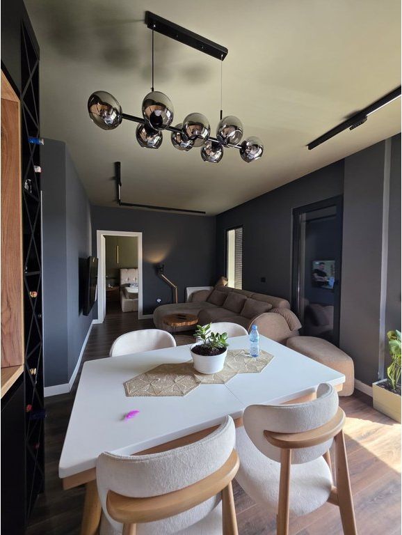 Penthouse me verandë 110 m², mobilim luksoz, 2+1 per qira, tek Ish tregu elektrik, Ali Demi