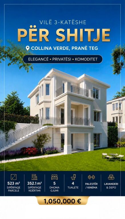 🏡Vilë 3-Katëshe për Shitje – Collina Verde, pranë TEG-ut🔥