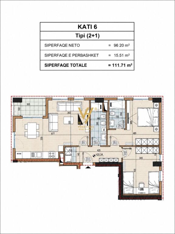 VENDESI APPARTAMENTO 2+1+2+BLK TE GENER, NUOVO BOULEVARD 223.400 EURO