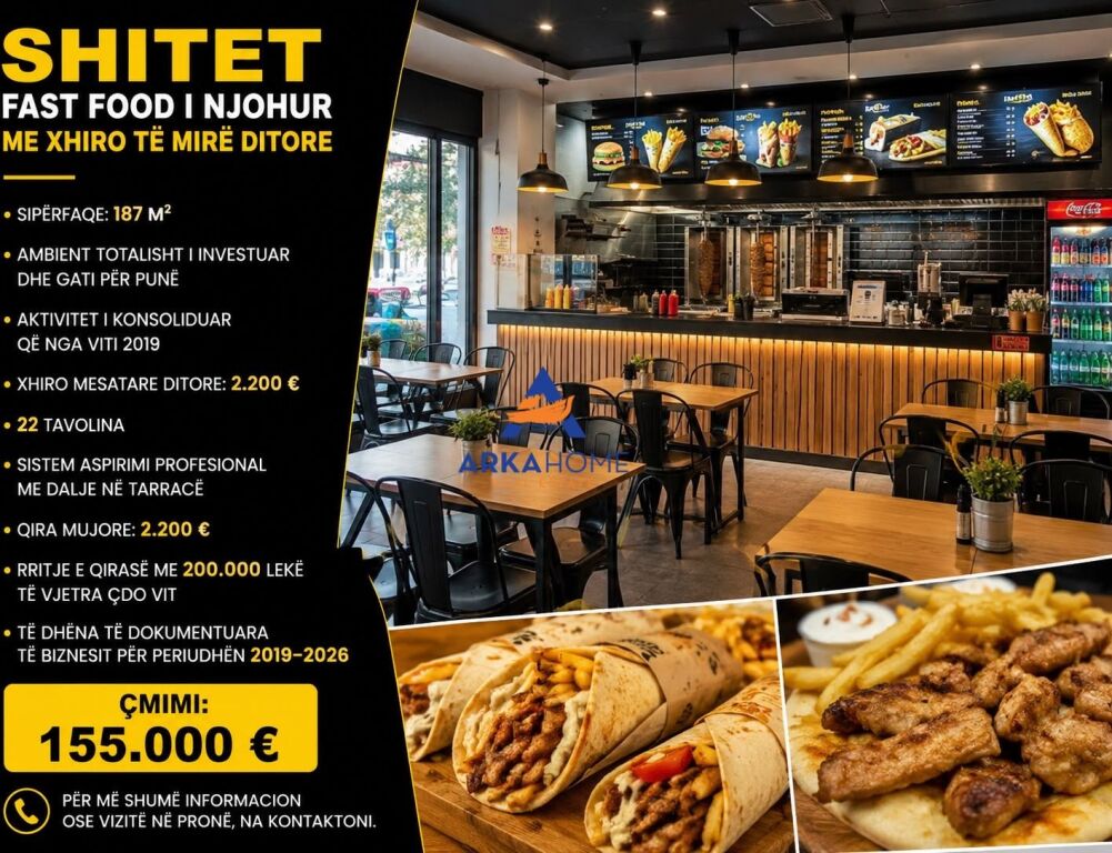 BUSINESS FOR SALE (FAST FOOD) 187M2 "ASTIR" 155,000 EURO