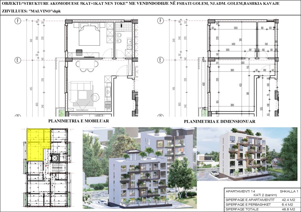 Appartamento 2+1 in Vendita a Mali i Robit, Golem