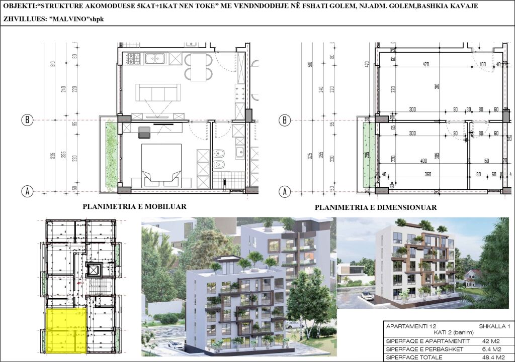 Shitet Apartament 1+1 në Malin e Robit, Golem