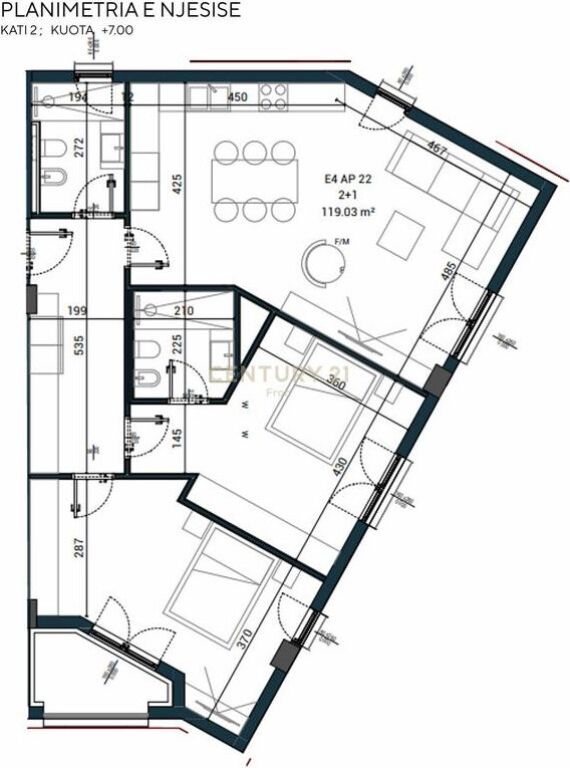 Apartament 2+1+2 për Shitje në Sun Palase