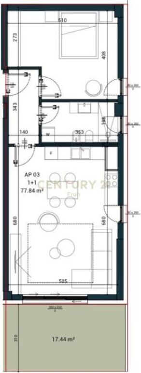 Apartament 1+1 për shitje | Sun Palase,