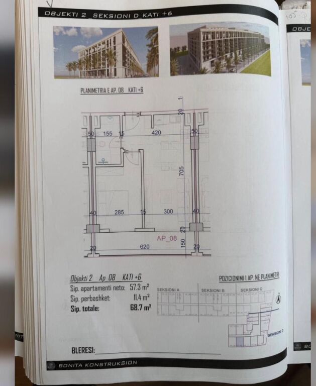 Appartamento 1+1 in Vendita presso Bonita Construction – Shkëmbi i Kavajës, Golem