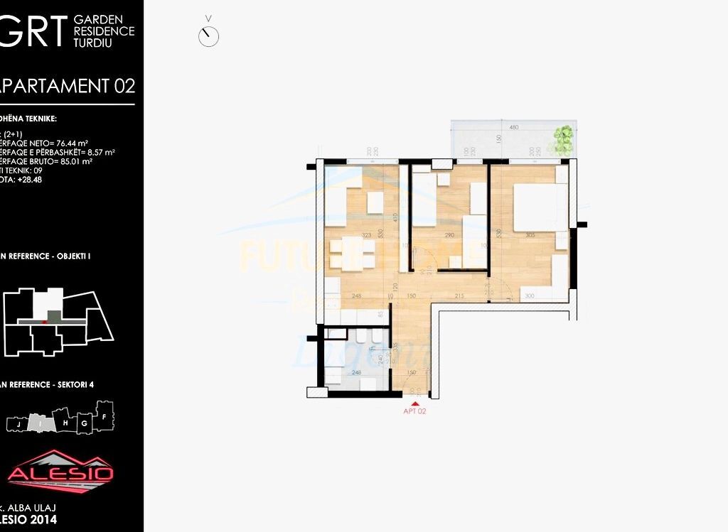 Appartamento 2+1 in vendita | Garden Residence Turdiu, Fusha e Aviacionit, Tirana