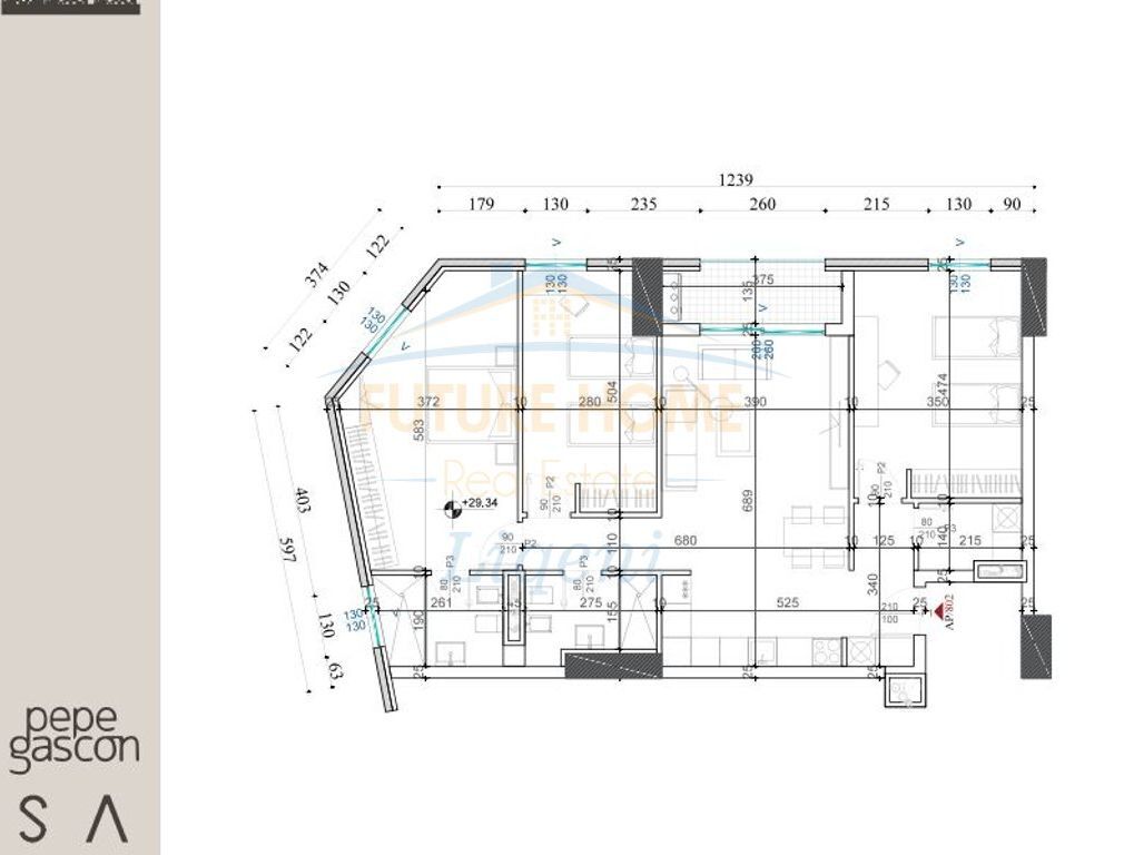For sale, Apartment 3+1, Shqiponja Square, Tirana