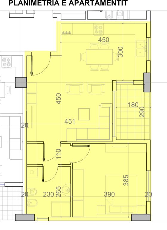 Apartament 1+1 i konvertueshëm në 2+1 në SHITJE në "BELFIORE RESIDENCE " 75.35m2,  1 minut nga hyrja në Unazën e Re, Paskuqan, Tiranë. 85 mln Lekë