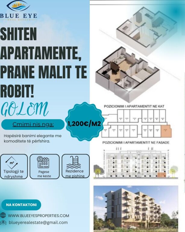 🏡 APARTAMENT 1+1 PËR SHITJE – MALI I ROBIT, GOLEM