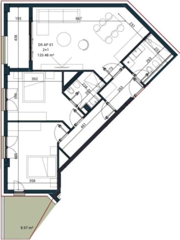 Appartamento 2+1 in vendita presso Sun Palase Residence a Palase.