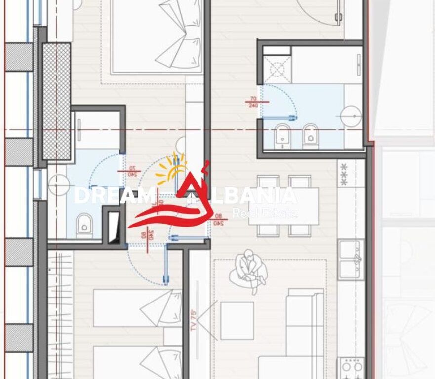 Apartment 2+1+2 for Sale at Manhattan Complex, Zogu i Zi Tirana (ID 41212286 )
