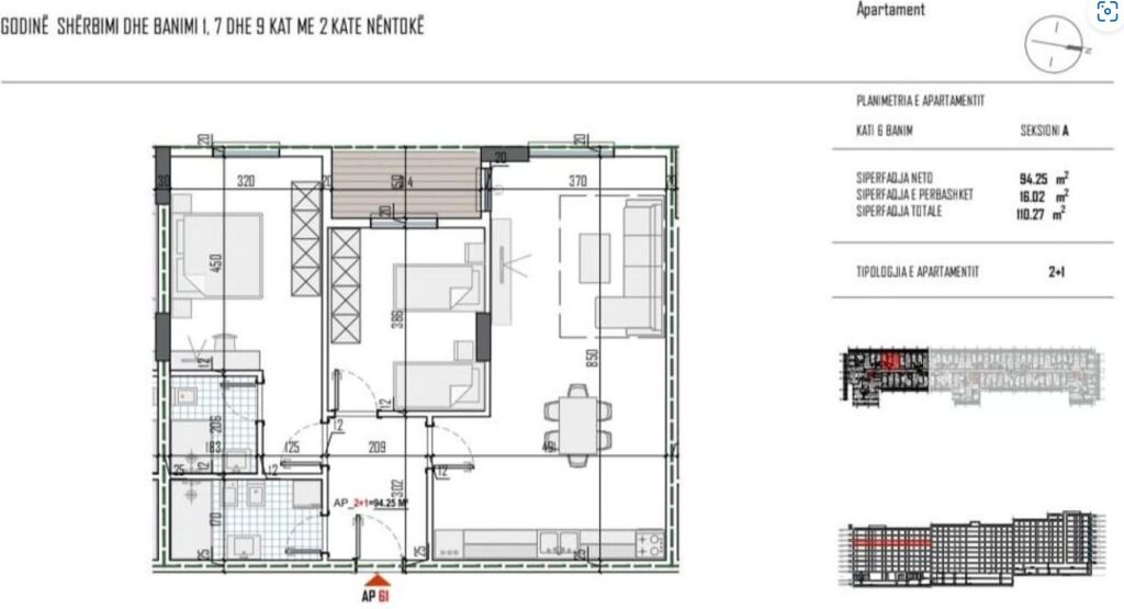 Apartament 2+1+2 per shitje
