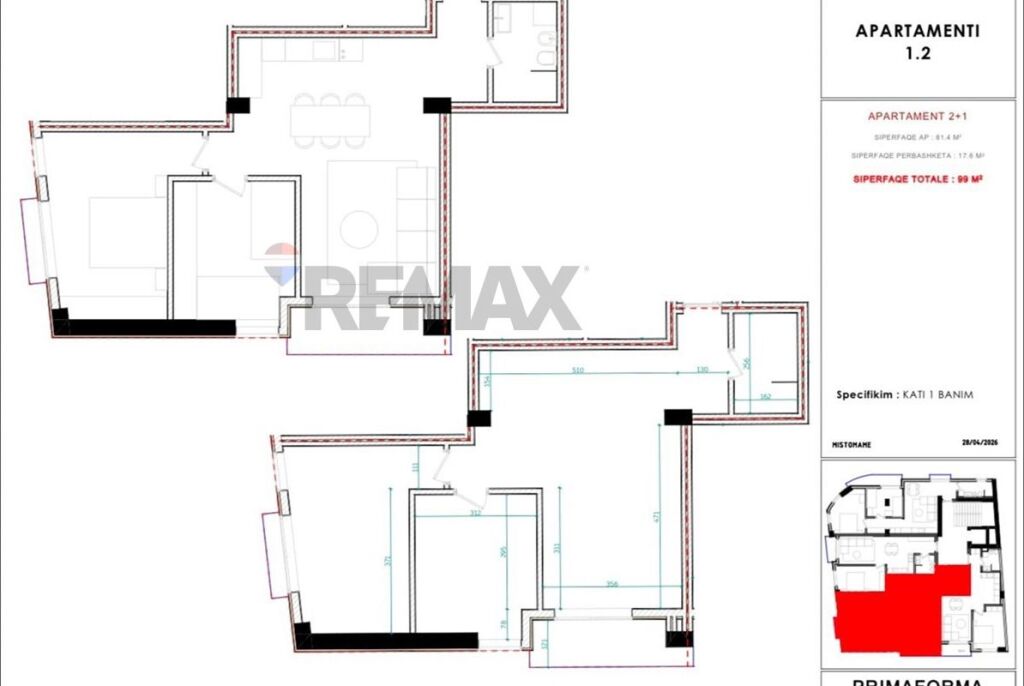 Appartamento 2+1 in vendita | 99 m²