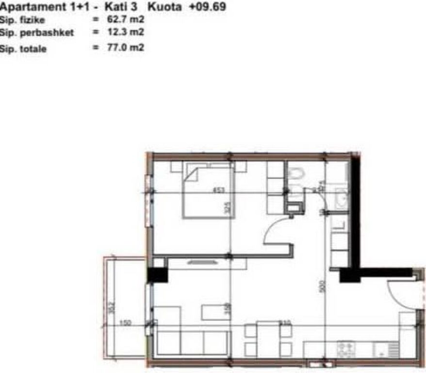 SHITET APARTAMENT 1+1 - ALUNA COMPLEX PASKUQAN, TIRANE