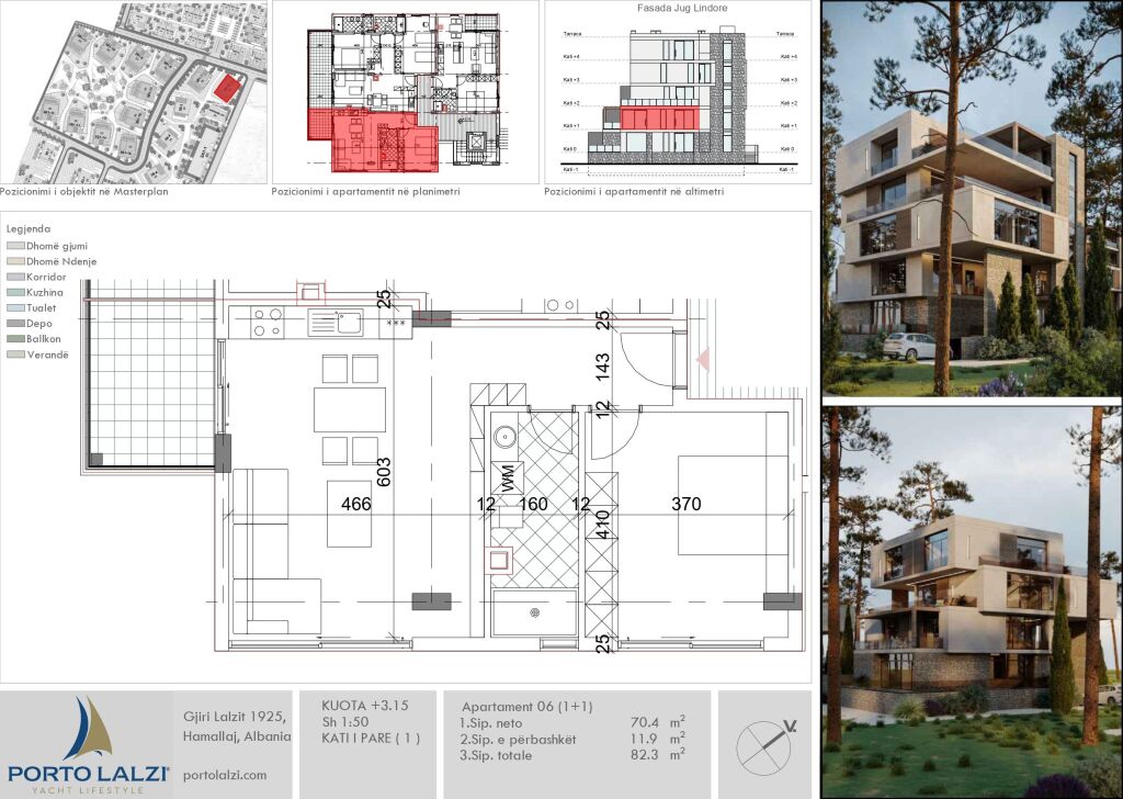 Shitet Apartament 1+1 në Hamallaj, Porto Lalëz