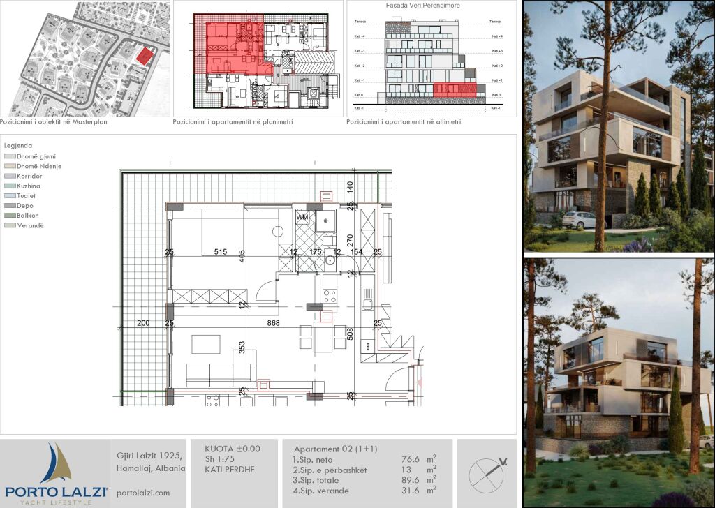 Shitet Apartament 1+1 në Hamallaj, Porto Lalëz