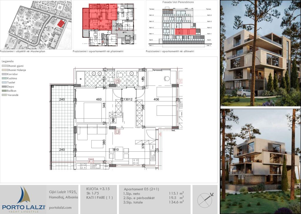 Shitet Apartament 2+1 në Hamallaj, Porto Lalëz