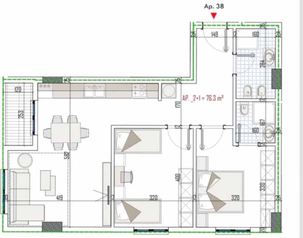 Appartamento 2+1+2 in vendita Apollo Residence Paskuqan
