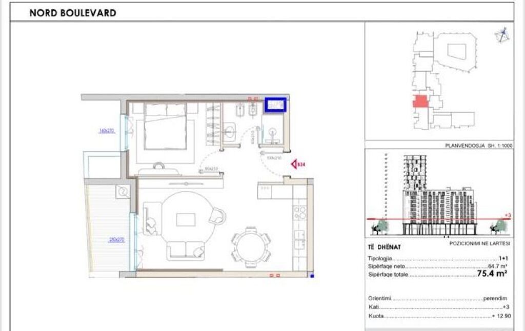 Shitet apartament 1+1 Park Avenue Bulevardi i Ri