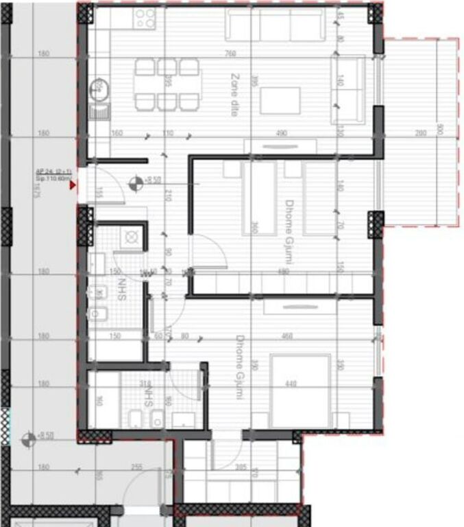 Shitet apartament 2+1 tek Rezidenca Porta Tirana e Re , Sauk i Vjeter , Sauk .