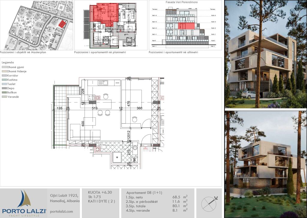 Appartamento 1+1 in Vendita a Hamallaj, Porto Lalëz