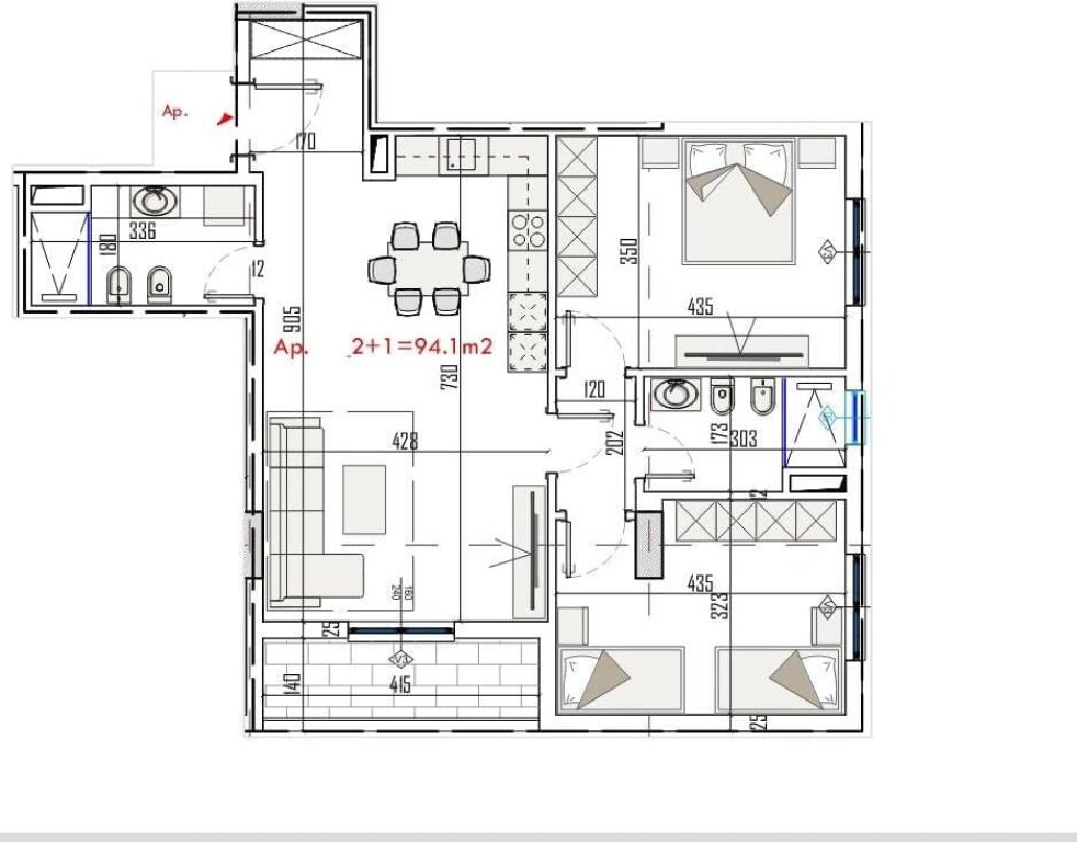 Shitet apartament 2+1+2 tualete   📍Paskuqan  Kati 2 Siperfaqe bruto 108.2 m Siperfaqe neto 94.1 m Orientimi: Veri Lindje  Cmimi 1150 euro /m
