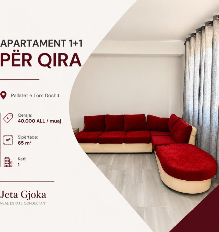 🏡 APARTAMENT 1+1 PËR QIRA  📍 Pallatet e Tom Doshit
