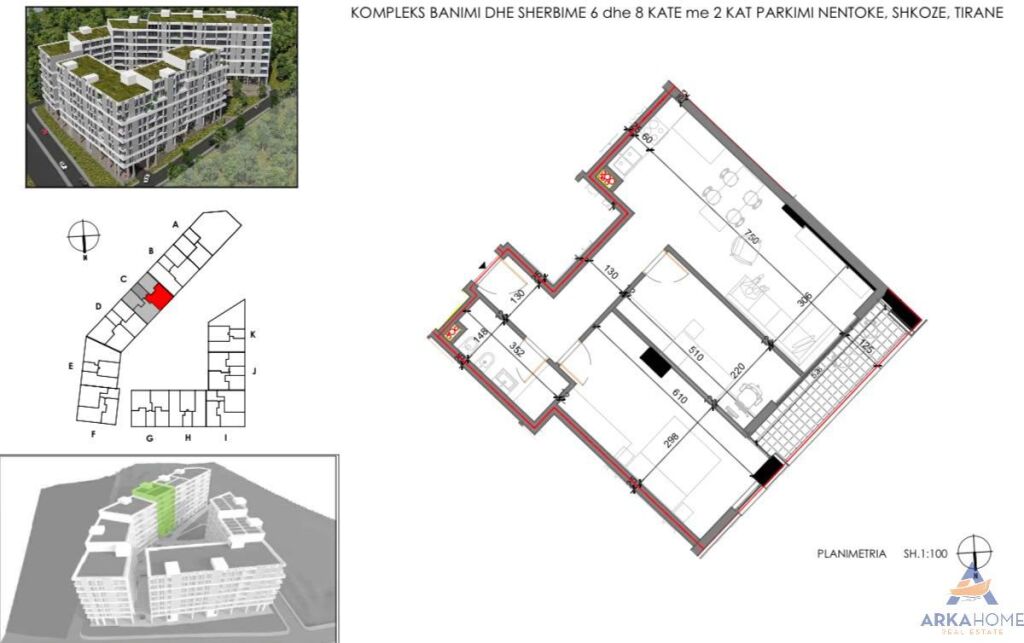 SHITET APARTAMENT 2+1+BALLKON "FOREST RESIDENCE , SHKOZE" 110.000 EURO