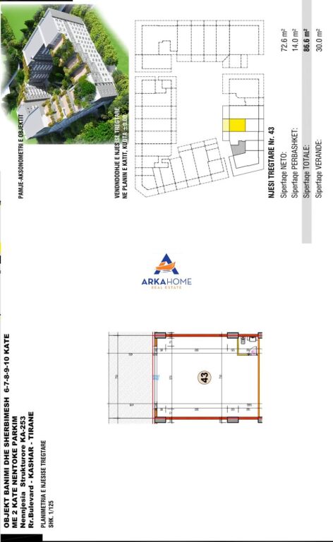 LOCALE COMMERCIALE IN VENDITA 86M2 "BULEVARDI KASHAR-TIRANE" 230.000 EURO