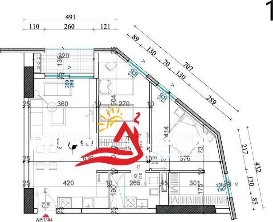 Apartment 2+1 for sale at Rezidenca Shqiponja Square Building, Tirana (ID 41212292)