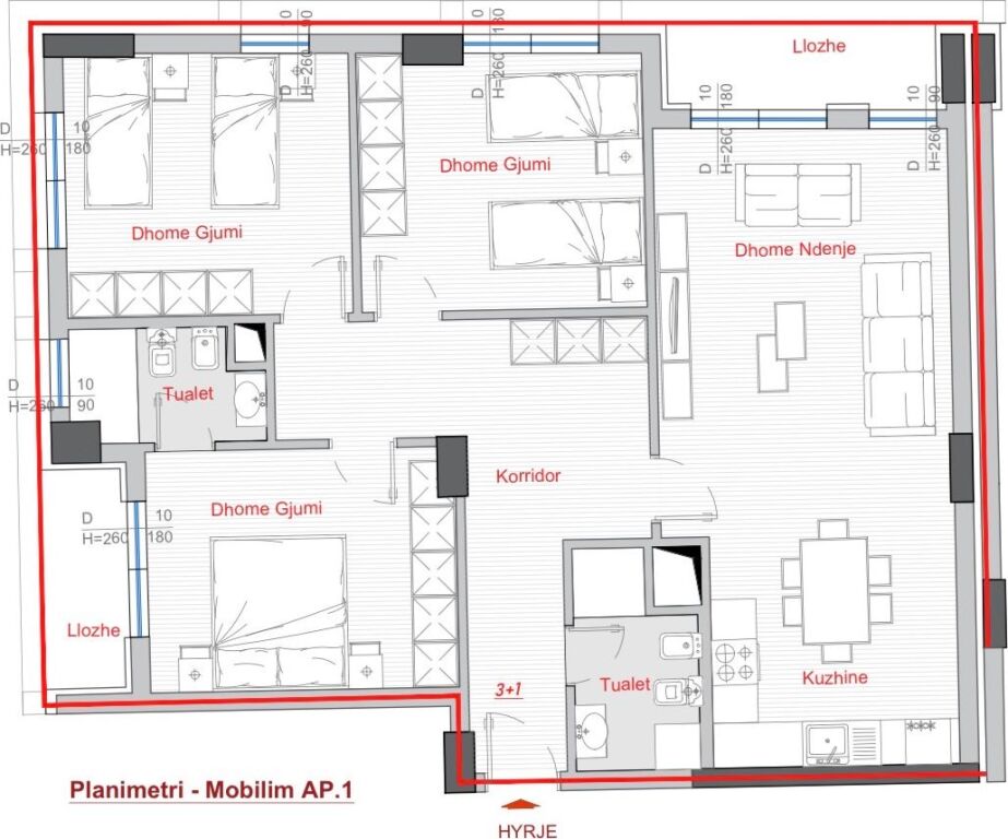 Appartamento 3+1+2 in vendita Nuovo Boulevard Tirana