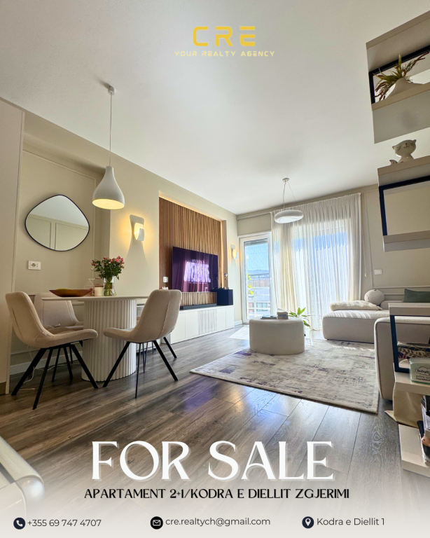 SHITET APARTAMENT 2+1 EKSKLUZIV – KODRA E DIELLIT 1 Zgjerimi,TIRANË