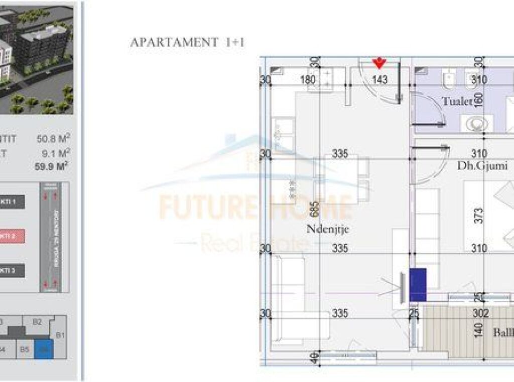 For sale, Apartment 1+1, Tirana Entry 2, Tirana.