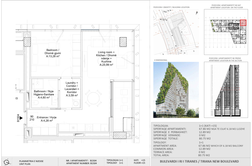 Vendita | Apartament 1 + 1 | New Boulevard Tower | 190000 €