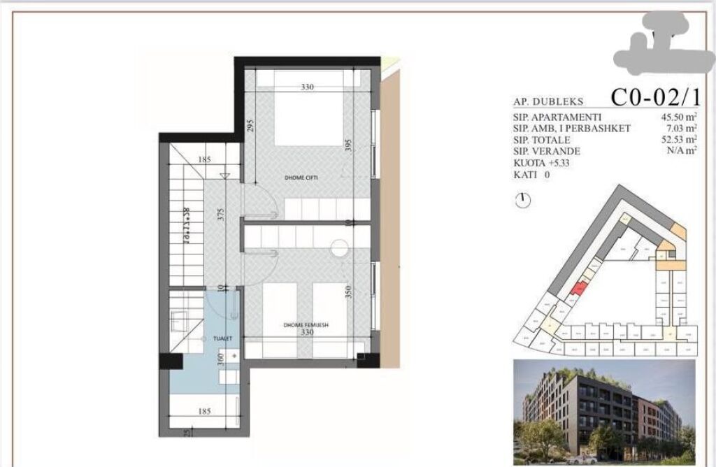 Shitet Duplex 1+1 ne cmimin 58.000 euro , Paskuqan rruga Mark Tirta