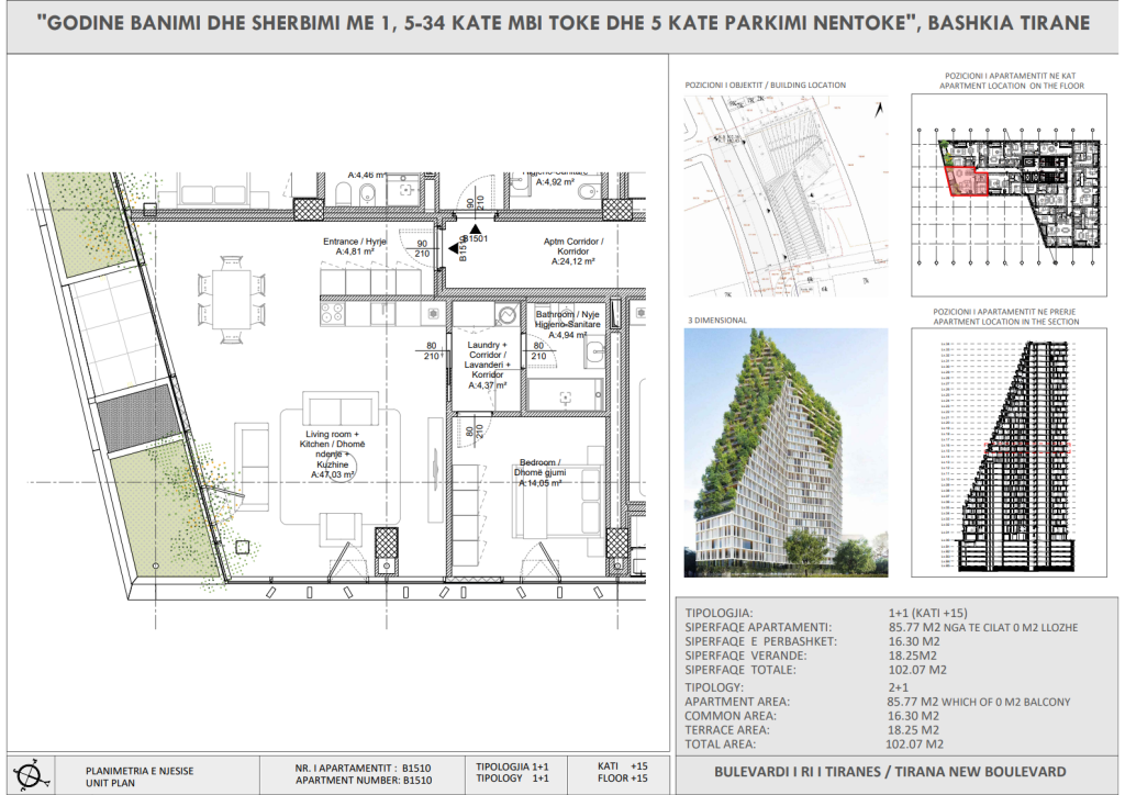 Shitje | Apartament 1 + 1 | The New Boulevard | 240000 €
