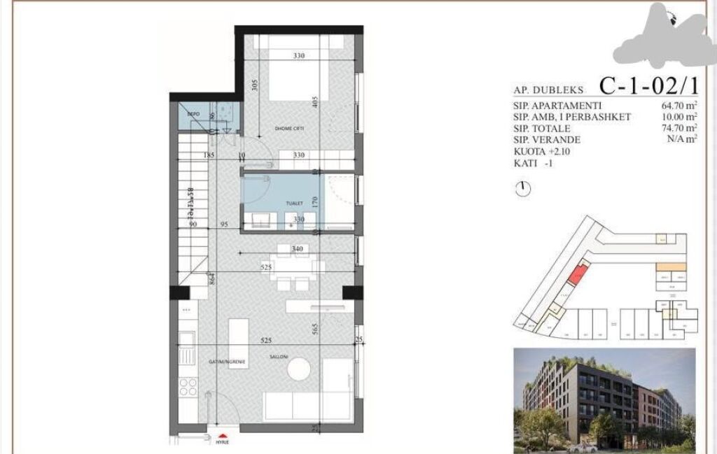 Duplex 1+1 in vendita al prezzo di 83.000 euro, Paskuqan via Mark Tirta