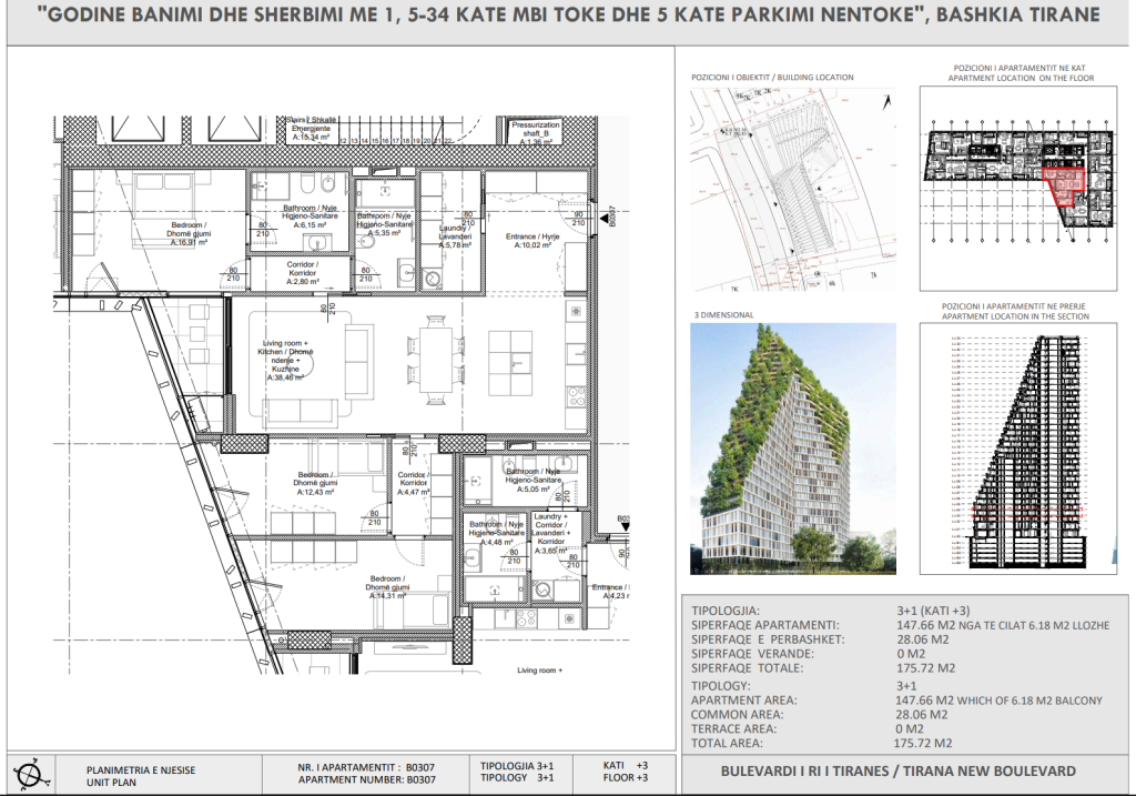 Shitje | Apartament 3 + 1 | The New Boulevard | 410000 €