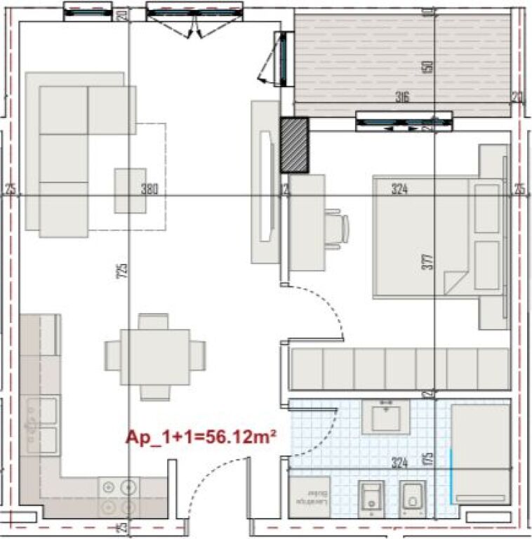 Shitet apartament 1+1 tek Ringside Residences, Paskuqan
