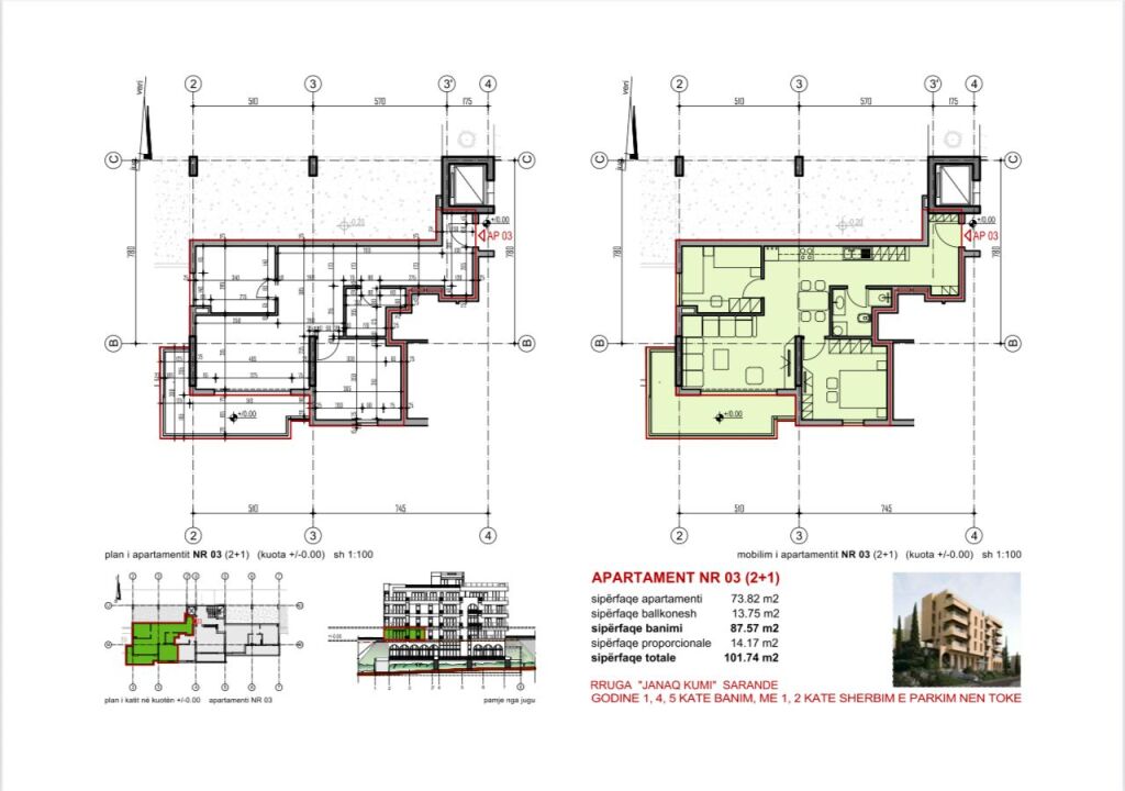 Apartament me dy dhoma gjumi për shitje në Sarandë