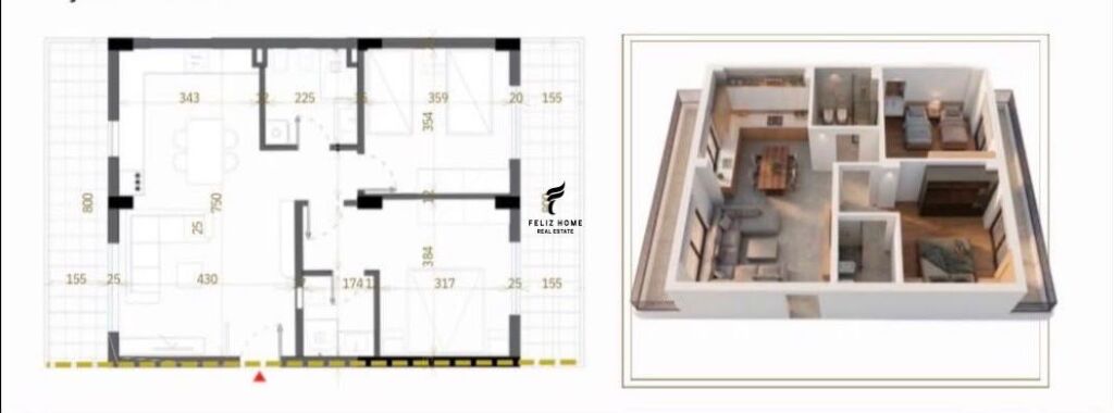 SHITET APARTAMENT 2+1+2 TEG 226.000 EURO FH-84866